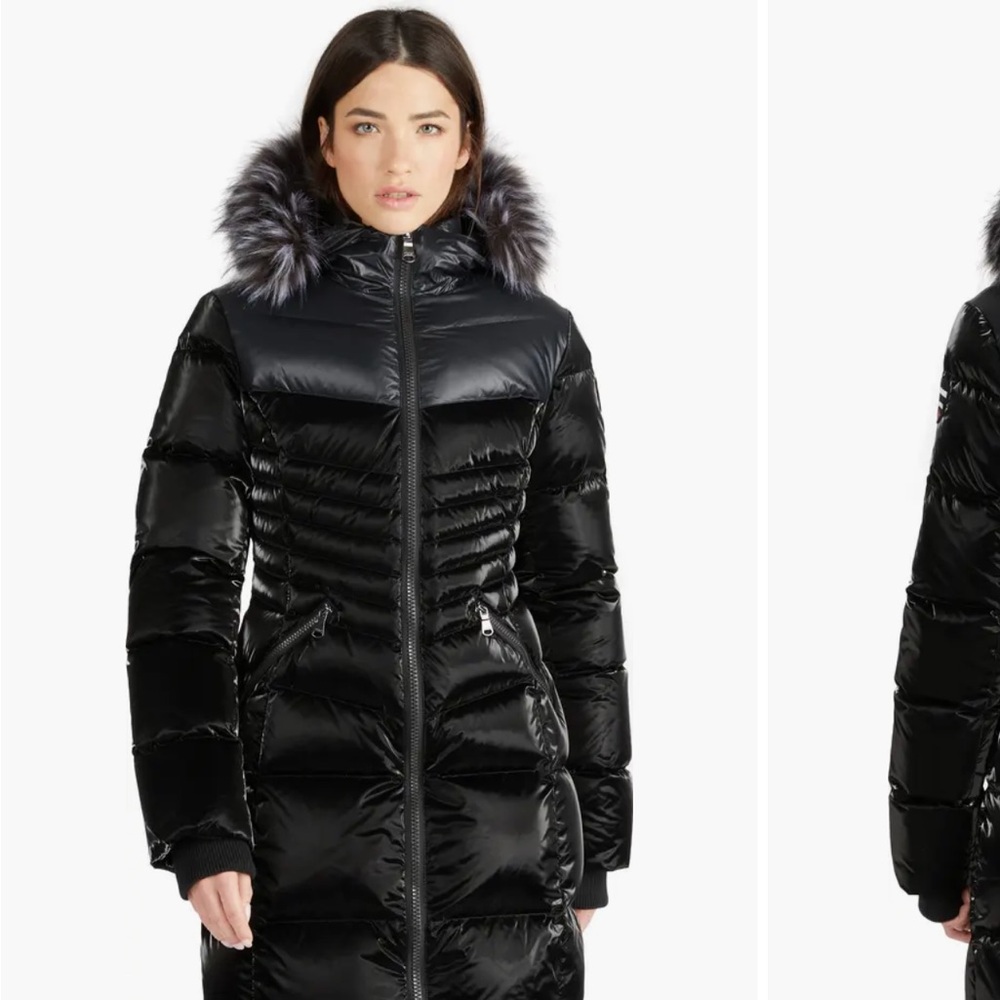 Pajar Shiny Black Puffer Jacket with Faux Fur Hood